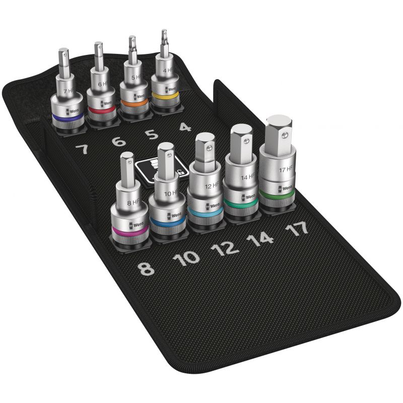 Wera - set embouts allen (6 pans) - 1/2 avec fonction retenue vis - 9 pces