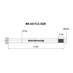 Axe de roue Blackbearing - F12.3QR - (12 mm - 123 - M12x1 - 16 mm)