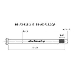 Axe de roue Blackbearing - F15.2 - (15 mm - 148 - M15x1,5 - 13 mm)