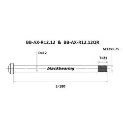 Axe de roue Blackbearing - R12.12 - (12 mm - 180- M12x1.75 - 21 mm)