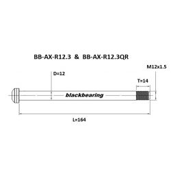 Axe de roue Blackbearing - R12.3 - ( 12 mm - 164 - M12x1,5 - 14 mm)