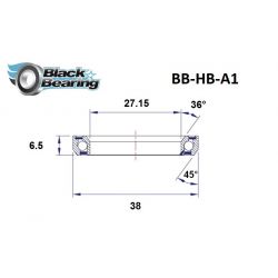 Black bearing - A1 - Roulement de jeu de direction 27.15 x 38 x 6.5 mm