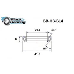 Black bearing - B14 - Roulement de jeu de direction 30.5 x 41.8 x 8 mm 36/45°