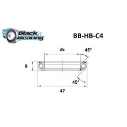 Black bearing - C4 - Roulement de jeu de direction 35 x 47 x 8 mm 45/45°