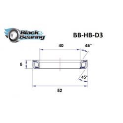 Black bearing - D3 - Roulement de jeu de direction 40 x 52 x 8 mm 45/45°