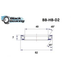 Black bearing - D2 - Roulement de jeu de direction 40 x 52 x 7 mm 45/45°