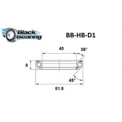 Black bearing - D1 - Roulement de jeu de direction 40 x 51.8 x 8 mm 36/45°