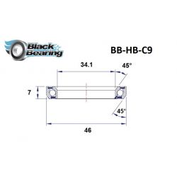 Black bearing - C9 - Roulement de jeu de direction 34.1 x 46 x 7 mm 45/45°