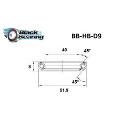 Black bearing - D9 - Roulement de jeu de direction 40 x 51.9 x 8 mm 45/45°