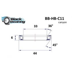 Black bearing - C11 - Roulement de jeu de direction 33 x 44 x 6 mm 36/45°