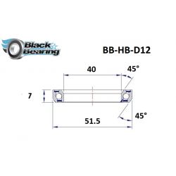 Black bearing - D12 - Roulement de jeu de direction 40 x 51.5 x 7 mm 45/45°