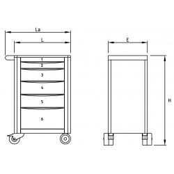 Mob - SERVANTE VIDE XLINER 5 MODULES, 7 TIROIRS, ANTI-BASCULEMENT