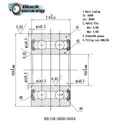 BLACK BEARING roulement 3800-2RS MAX