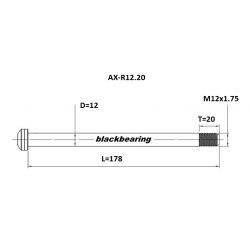 Axe de roue Blackbearing - R12.20 (12 mm - 178 - M12x1.75 - 20 mm)