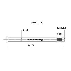 Axe de roue Blackbearing - R12.19 (12 mm - 174 - M12x1.5 - 18 mm)