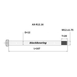 Axe de roue Blackbearing - R12.16 (12 mm - 167 - M12x1.75 - 20 mm)