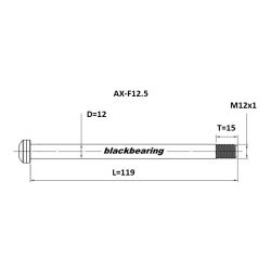 Axe de roue Blackbearing - F12.5 (12 mm - 119 - M12x1 - 15 mm)