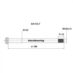 Axe de roue Blackbearing - F15.7 (15 mm - 199 - M15x1.5 - 12 mm)