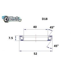 Roulement direction - BLACKBEARING - D18 - 40 x 52 x 7.5mm 45/45°