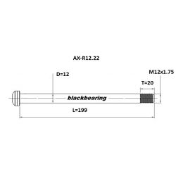 Axe de roue - BLACKBEARING - R12.22 (12mm-229-m12x1.75-20mm)