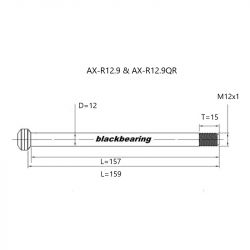 Axe de roue - BLACKBEARING - R12.9 (12mm-159-m12x1-16mm)