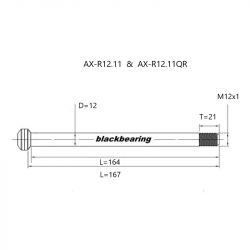 Axe de roue - BLACKBEARING - R12.11QR (12mm-167-m12x1-21mm)